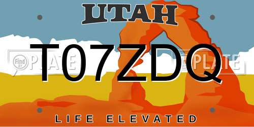 T07ZDQ Utah License Plate