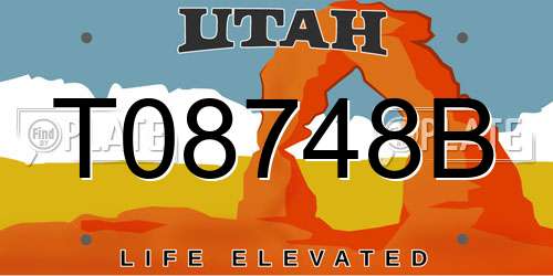 T08748B Utah License Plate