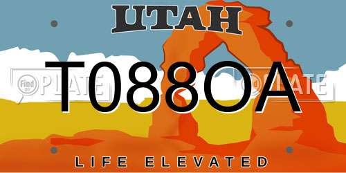 T088OA Utah License Plate