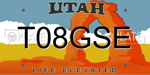 T08GSE Utah License Plate