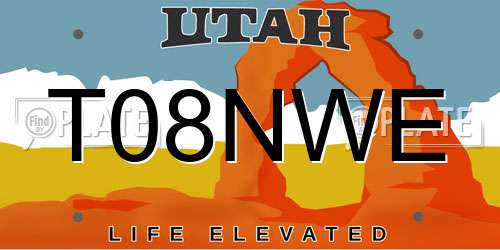 T08NWE Utah License Plate