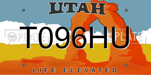 T096HU Utah License Plate