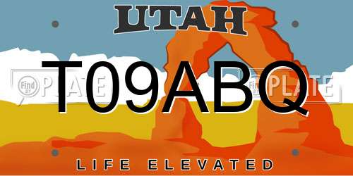 T09ABQ Utah License Plate