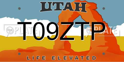 T09ZTP Utah License Plate