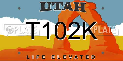 T102K Utah License Plate