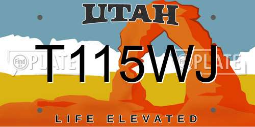 T115WJ Utah License Plate