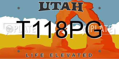T118PG Utah License Plate