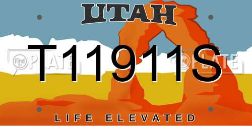 T11911S Utah License Plate