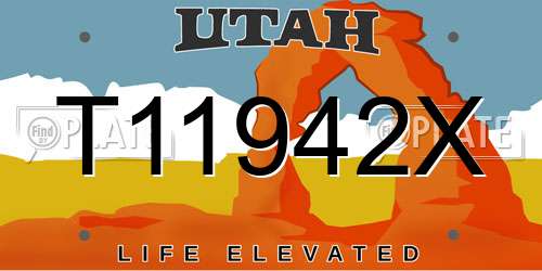 T11942X Utah License Plate