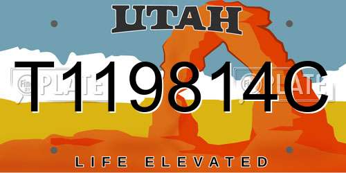 T119814C Utah License Plate