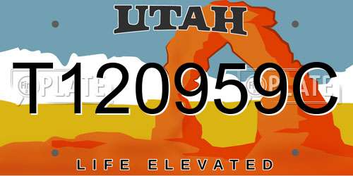T120959C Utah License Plate