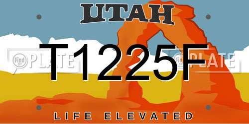 T1225F Utah License Plate
