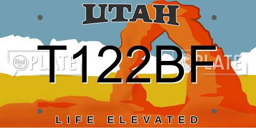 T122BF Utah License Plate