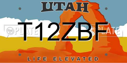 T12ZBF Utah License Plate