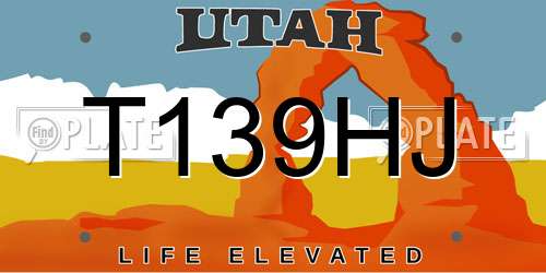 T139HJ Utah License Plate