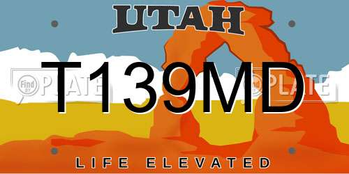 T139MD Utah License Plate