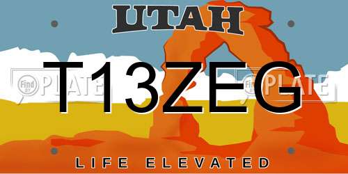 T13ZEG Utah License Plate