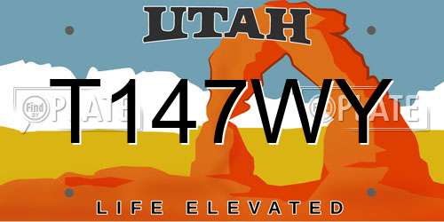 T147WY Utah License Plate