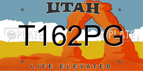 T162PG Utah License Plate