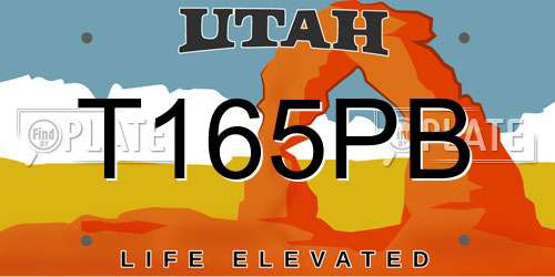T165PB Utah License Plate