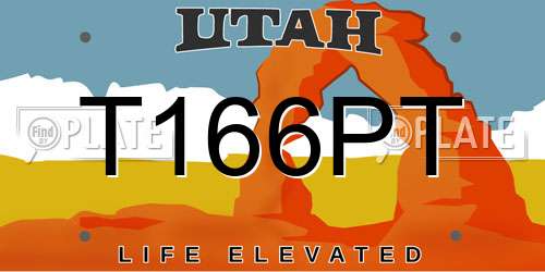 T166PT Utah License Plate