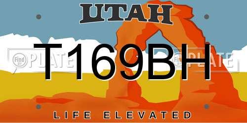 T169BH Utah License Plate