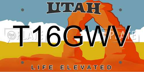 T16GWV Utah License Plate