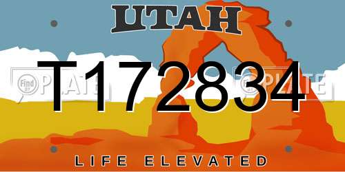 T172834 Utah License Plate