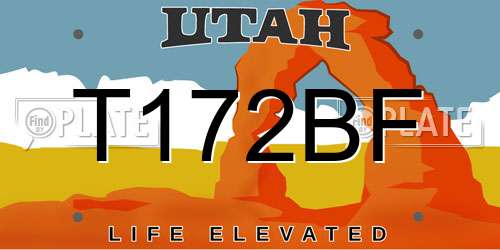 T172BF Utah License Plate