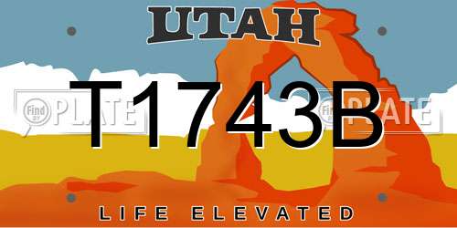 T1743B Utah License Plate