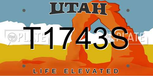T1743S Utah License Plate