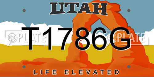 T1786G Utah License Plate