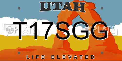 T17SGG Utah License Plate
