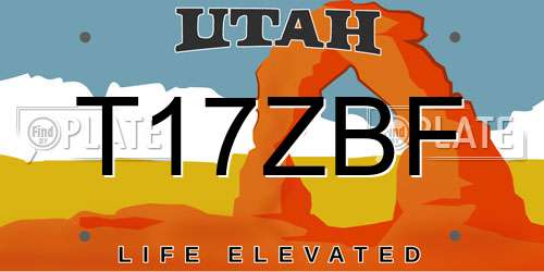 T17ZBF Utah License Plate