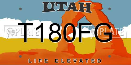 T180FG Utah License Plate