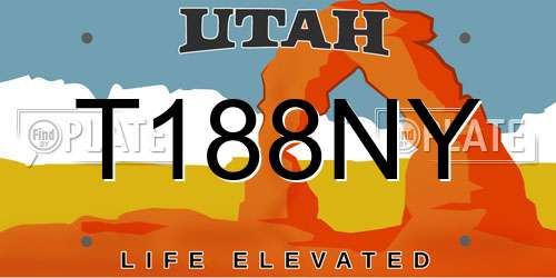 T188NY Utah License Plate