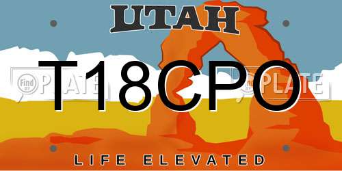 T18CPO Utah License Plate