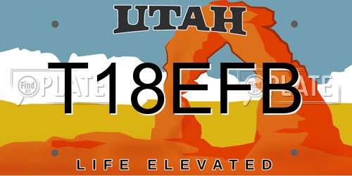 T18EFB Utah License Plate