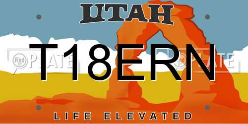 T18ERN Utah License Plate