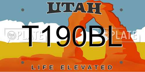 T190BL Utah License Plate