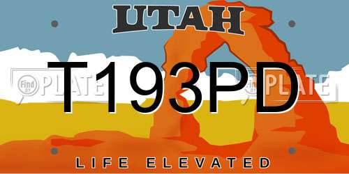 T193PD Utah License Plate