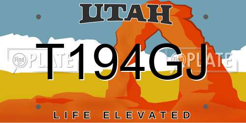 T194GJ Utah License Plate