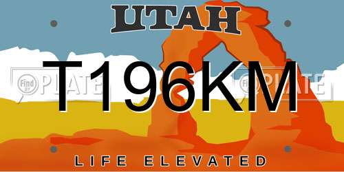 T196KM Utah License Plate