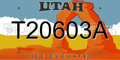 T20603A Utah License Plate