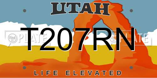 T207RN Utah License Plate