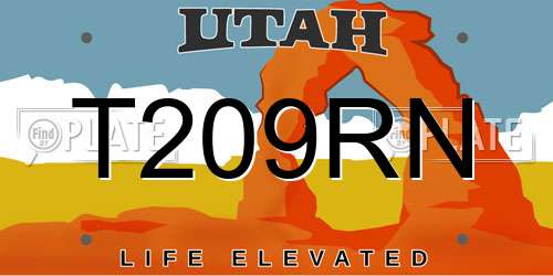 T209RN Utah License Plate