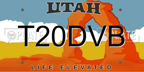 T20DVB Utah License Plate