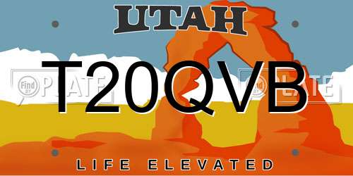 T20QVB Utah License Plate