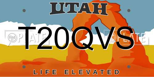 T20QVS Utah License Plate