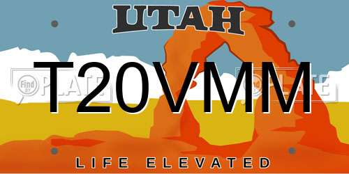 T20VMM Utah License Plate